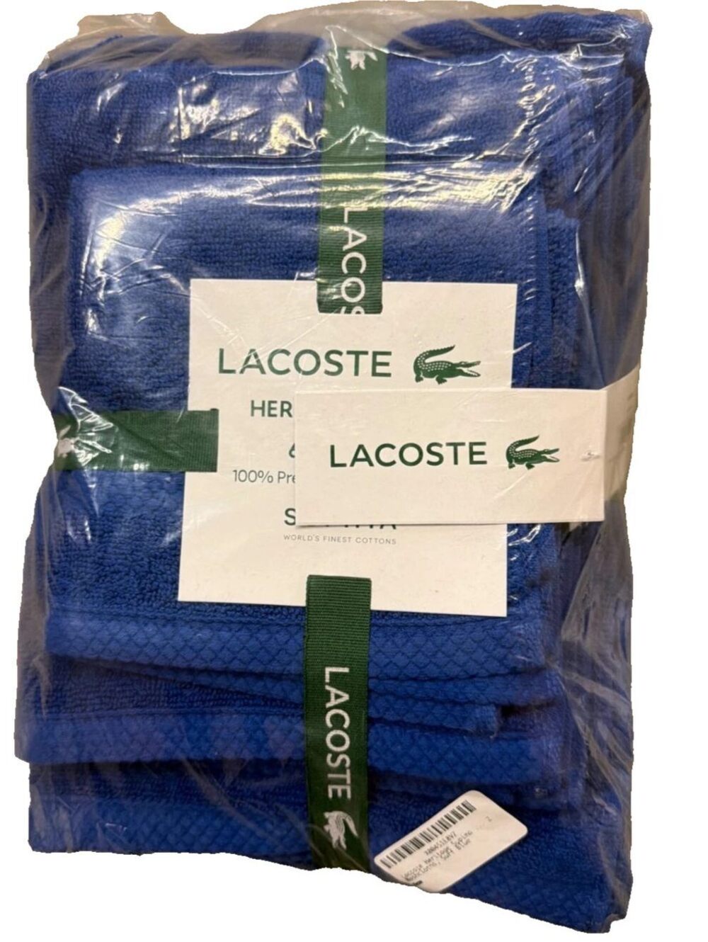 Lacoste Heritage Supima Cotton Bath Towel Set Royal Blue 6 Piece New